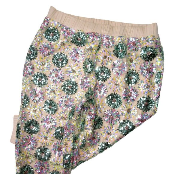 NWT Anthropologie Eva Franco Fernanda in Rose Floral Daisy Sequined Joggers SP - Picture 2 of 7